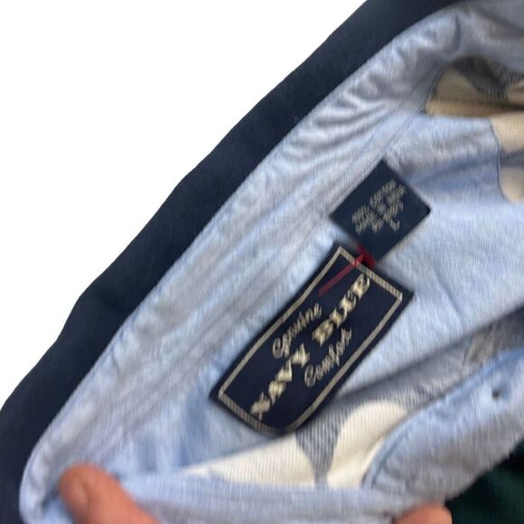 Vintage Navy blue 100 cotton short sleeve polo Hawaiian  shirt - Picture 7 of 13